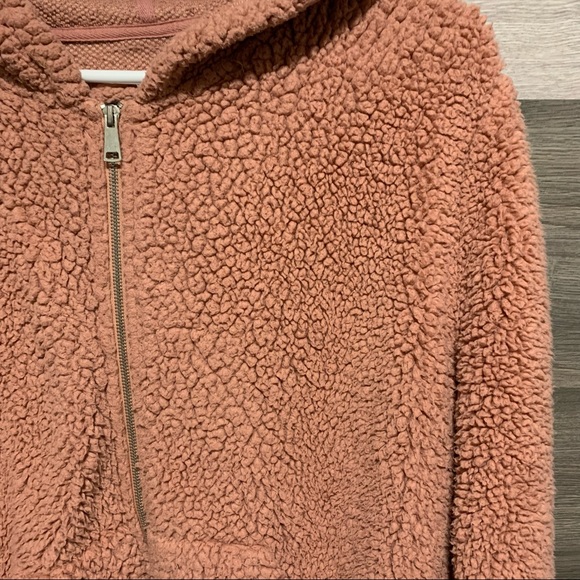 Oversized Teddy Zip up Blush Pink Sweater - Picture 2 of 6